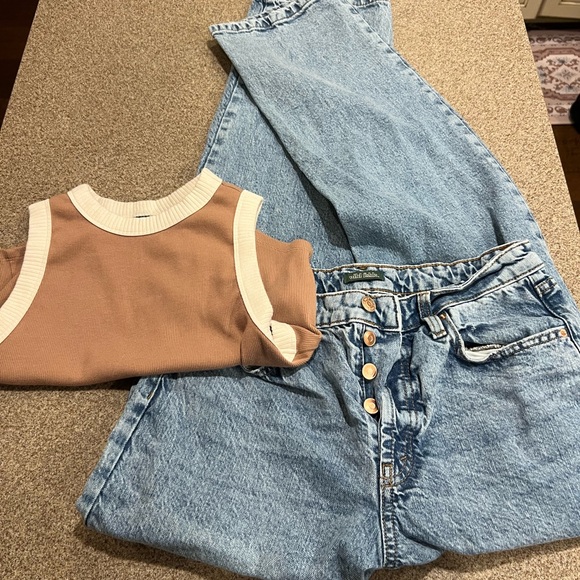 wild fable Other - Wild Fable Tan Ribbed Top with Cream Collar and Wild Fable Button up Jeans